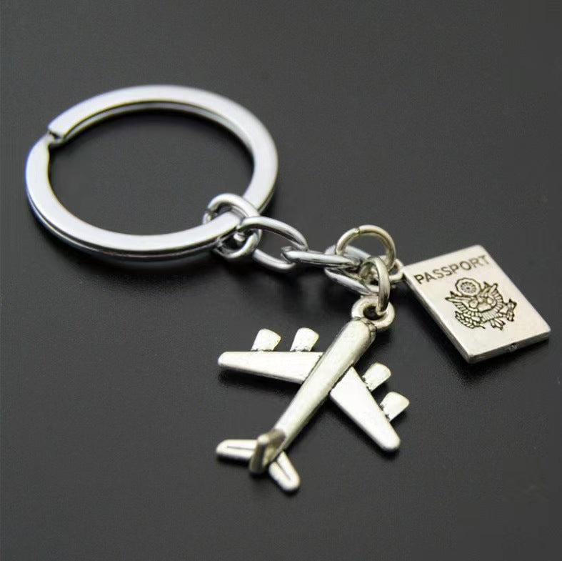 Wholesale No Matter Where Airplane Compass Camera Travel Keychain